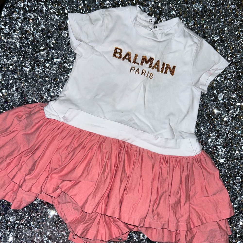 Balmain kids sequin embellished logo dress